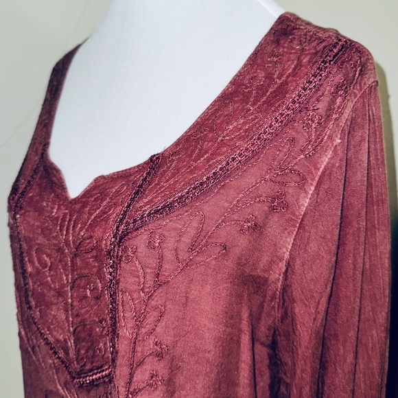 Lapogee Embroidered 3/4 Sleeve Pullover Top, Sz Lg (see measurements) - Picture 5 of 9